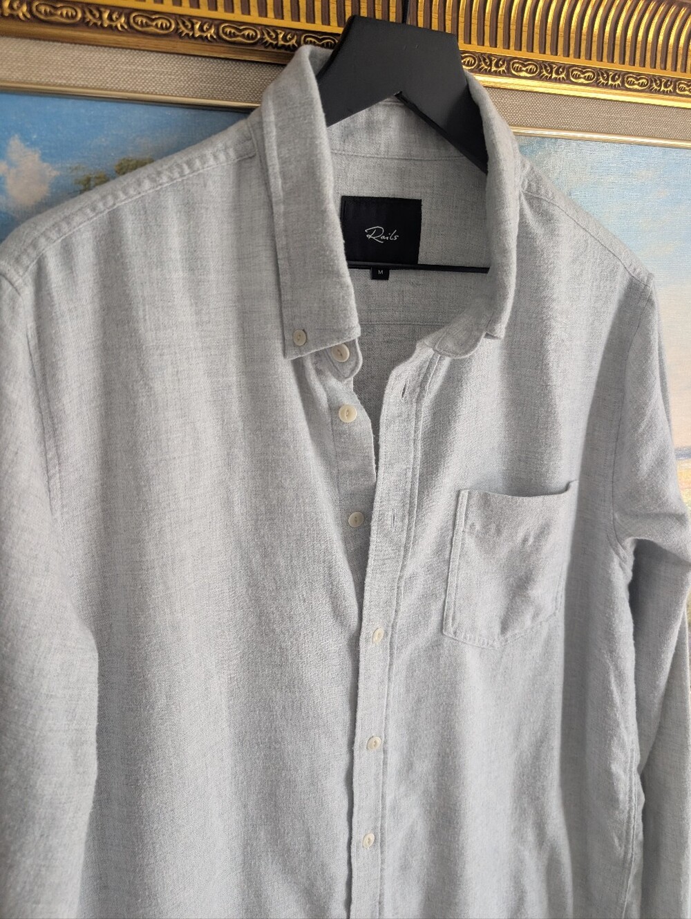 Rails Light Gray Flannel Button-Down Shirt